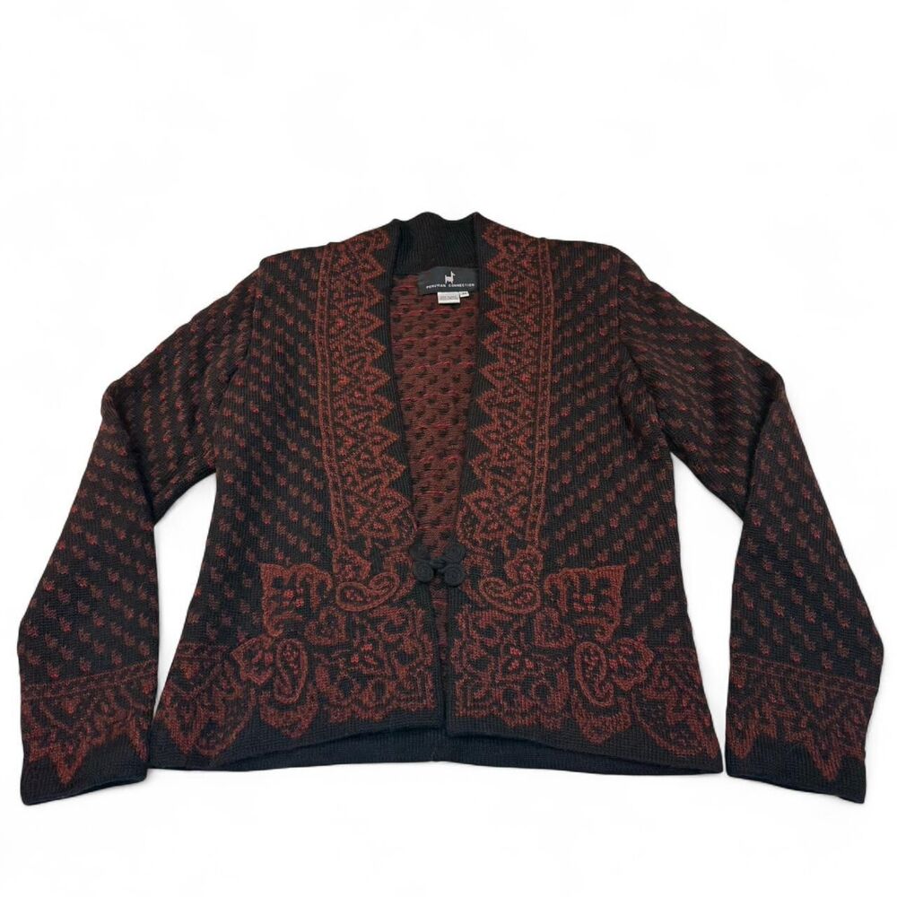Peruvian Connection 100% Alpaca Paisley Pattern Women's Cardigan